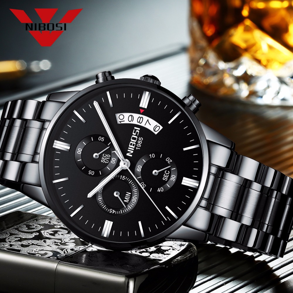 NIBOSI Stainless Steel Black Q - Luxury Watch Top 10 评论和价格