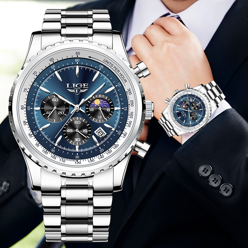 LIGE Brand Luxury Quartz Man W - Luxury Watch Maker 评论和价格