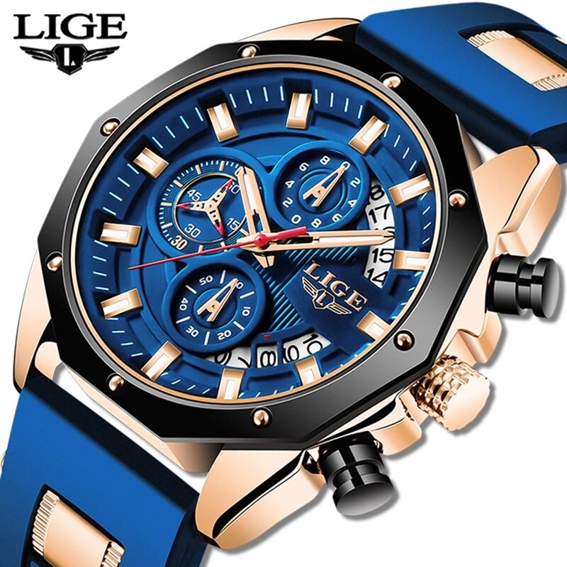 LIGE Fashion Men Watches Top B - Luxury Watch Maker 评论和价格